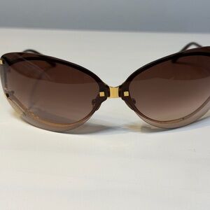 Authentic Cartier Rimless Shield Sunglasses Brown Gradient Lens